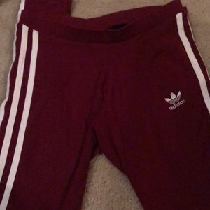 Adidas Maroon Striped Leggings. Size XS NWOT